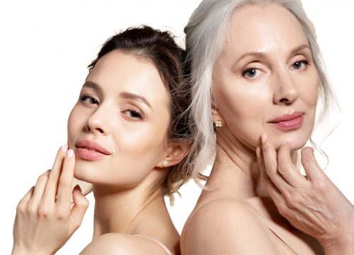 Younger woman and older woman both with great skin after PDO threads
